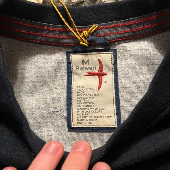 Huckberry Relwen Windsurf Cotton Pocket Crew Neck Pullover Sweater Blue Men’s M - Picture 5 of 5